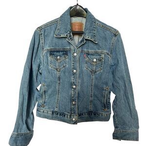 Levi's Women's Faded Blue Denim Jacket Full Metal Snap Size Medium